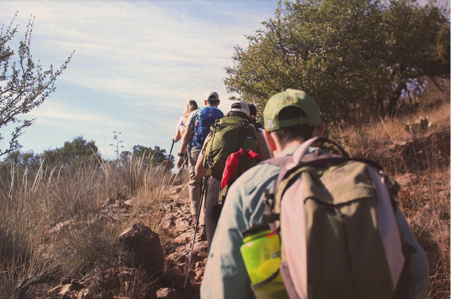 Group of hikers backpacking in Big Bend National Park